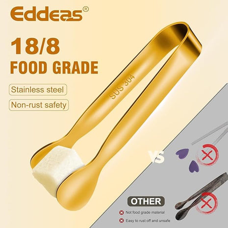 12 PCS Small Serving Tongs, 4.3" Mini Gold Tongs, Gold Kitchen Tongs for Serving Food, Coffee Bar, Tea Party, Desserts Party and Ice Bucket