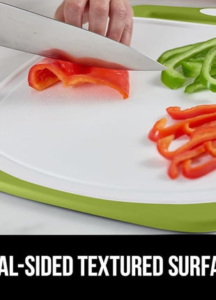 GORILLA GRIP BPA-Free Reversible Kitchen Cutting Board Set of 3, US Designed, Nonporous, Juice Grooves Catch Liquid, Slip Resistant Border, Dishwasher Safe, Durable Food Chopping Boards, Lime Green