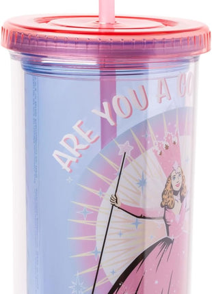 Silver Buffalo The Wizard of Oz Featuring Glinda Are You a Good Witch or a Bad Witch Plastic Tall Cold Cup with Lid and Straw, 20 Ounces (Pack of 12)