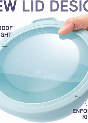 COOK WITH COLOR Mixing Bowls with TPR Lids - 12 Piece Plastic Nesting Bowls Set includes 6 Prep Bowls and 6 Lids, Microwave Safe (Blue)