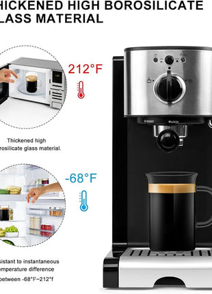 LUXU Glass Coffee Tea Cups(Set of 4)-13 oz,Clear Glass Mugs,Tall Drinking Glasses for Cappuccino,Latte,Espresso,Lead-free Drinking Glasses Great for Juice,Water,Beer,Milk Hot And Cold Drinks