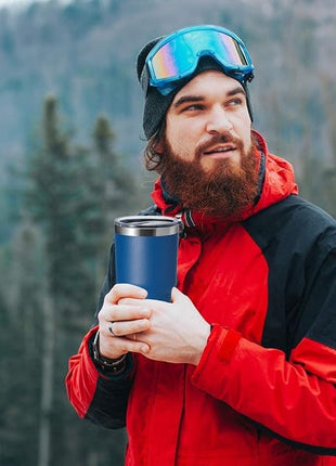 HASLE OUTFITTERS 30oz Stainless Steel Tumbler, Double Wall Vacuum Insulated Travel Mug Tumbler, Durable Insulated Coffee Mug, Gift Box Set (Midnight Blue, 8)