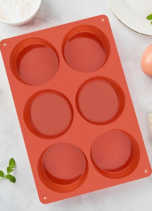 2 Pack Silicone Egg Bite Molds, Deep 3 Inch Frittata Baking Pans, Round Baking Molds for Breakfast Sandwiches, English Muffin, Hamburger Buns, Cheesecake, Dinner Rolls