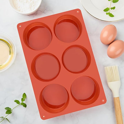 2 Pack Silicone Egg Bite Molds, Deep 3 Inch Frittata Baking Pans, Round Baking Molds for Breakfast Sandwiches, English Muffin, Hamburger Buns, Cheesecake, Dinner Rolls