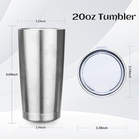 StarSpeed 20oz Tumbler Bulk with Lid, Stainless Steel Insulated Tumblers Double Wall Vacuum Insulated Travel Mug, Powder Coated Coffee Cups for Hot and Cold Drinks(Silver,1)