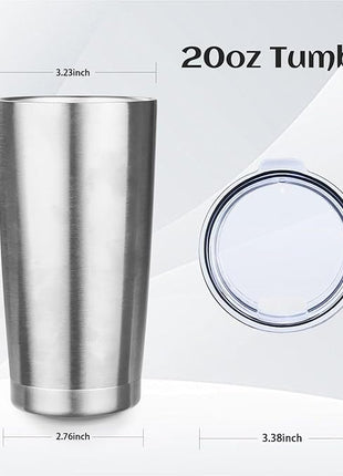StarSpeed 20oz Tumbler Bulk with Lid, Stainless Steel Insulated Tumblers Double Wall Vacuum Insulated Travel Mug, Powder Coated Coffee Cups for Hot and Cold Drinks(Silver,6)