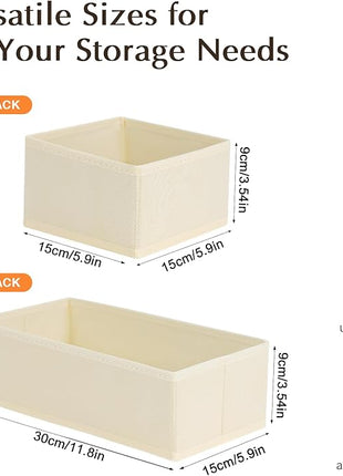 DIMJ Drawer Organizers for Clothing, Set of 8 Fabric Closet Organizers and Storage, Dresser Organizers, Drawer Dividers for Baby Clothes, Socks, Belt, Tie (Beige)