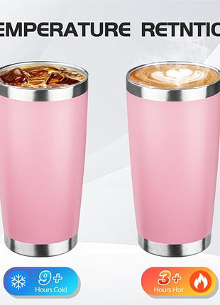 StarSpeed 20oz Tumbler Bulk with Lid, Stainless Steel Insulated Tumblers Double Wall Vacuum Insulated Travel Mug, Powder Coated Coffee Cups for Hot and Cold Drinks(Lght Pink,1)