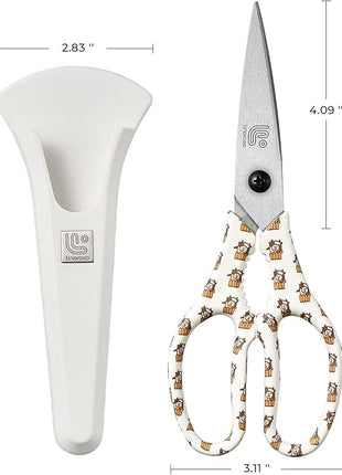 Linoroso Kitchen Scissors Heavy Duty Kitchen Shears with Magnetic Holder Made with Japanese Steel 4034, Multipurpose Ultra Sharp Cooking Scissors for Meat/Vegetables/BBQ/Herbs/Pizza (Graphic,Cow)