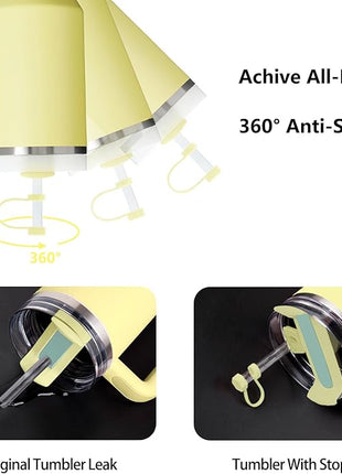 Silicone Spill Stopper Set Compatible with Stanley Cup 2.0 30oz & 40oz with Straw Cover (Set of 2, Pomelo)