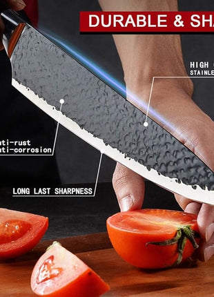 6 Pieces Professional Kitchen Knives Set With Giftbox, High Carbon Stainless Steel Forged Kitchen Knife Set, Sharp Chef Knife Set For Chef Cooking Paring Cutting Slicing (High Carbon Black)