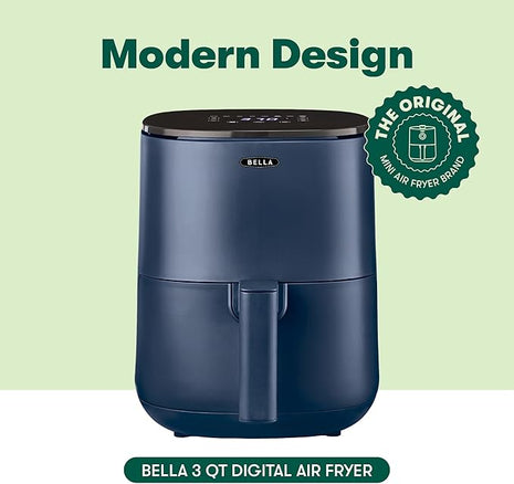 BELLA 2.9QT Touchscreen Air Fryer, No Pre-Heat Needed, No-Oil Frying, Fast Healthy Evenly Cooked Meal Every Time, Dishwasher Safe Non Stick Pan and Crisping Tray for Easy Clean Up, Matte Blue