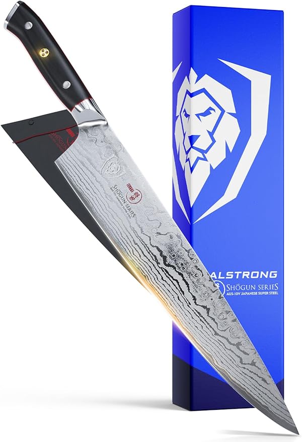 Dalstrong Chef Knife - 12 inch Long Blade - Shogun Series ELITE - Damascus - Japanese AUS-10V Super Steel Kitchen Knife - Black G10 Handle Cooking Knife - Razor Sharp Chef's Knife - w/Sheath