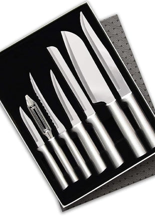 RADA Cutlery 7-piece Starter Knife Gift Set (S38), Stainless Steel Hollow Ground Blades, Made in USA, Silver Handles, Pack of 2