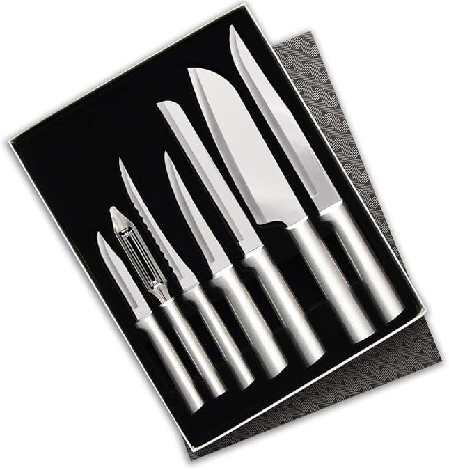 RADA Cutlery 7-piece Starter Knife Gift Set (S38), Stainless Steel Hollow Ground Blades, Made in USA, Silver Handles, Pack of 2