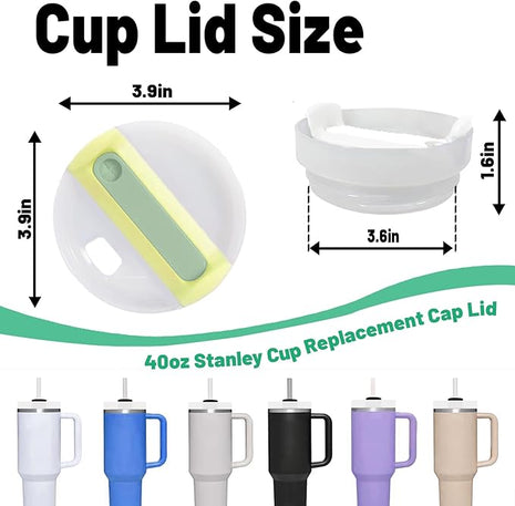 40 OZ Tumbler Lid Replacement Fit for Stanley Cup, 2 Pack Replacement Lids Fit for Stanley Travel Tumbler, Spill Proof Tumbler Covers for Stanley Cup Accessories (Opaque - Pomelo)