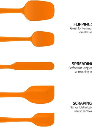 OVENTE Silicone Spatula Set of 5, Food Grade Rubber Spatula with High Heat Resistant, BPA-Free and Dishwasher Safe, Nonstick Kitchen Utensils for Baking, Cooking and Mixing, Orange SP12305O
