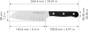 HENCKELS Solution Razor-Sharp Hollow Edge Santoku Knife 5.5 inch, German Engineered Informed by 100+ Years of Mastery, Black/Stainless Steel