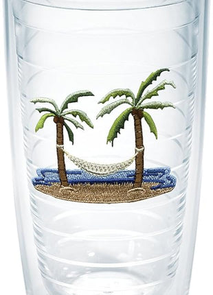 Tervis Palm Tree & Hammock Scene Made in USA Double Walled Insulated Tumbler Cup Keeps Drinks Cold & Hot, 16oz, Unlidded