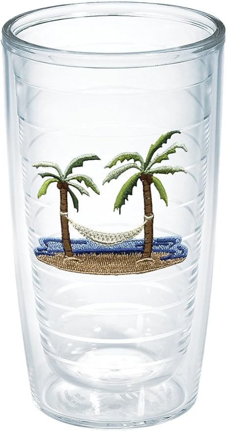 Tervis Palm Tree & Hammock Scene Made in USA Double Walled Insulated Tumbler Cup Keeps Drinks Cold & Hot, 16oz, Unlidded