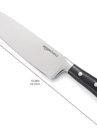 Amazon Basics Classic 8-inch Full Tang Stainless Steel Chef's Knife with Three Rivets, Silver