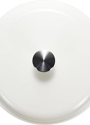 Amazon Basics Cast Iron Dutch Oven Pot with Lid, Enameled, Round, Dual Handles, Heavy-Duty, Large, 7.3-Quart, Matte White