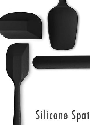 4 Piece Silicone Spatula Set, Flexible Heat Resistant Non-scratch Baking Cooking Rubber Spatulas with Stainless Steel Core, Black