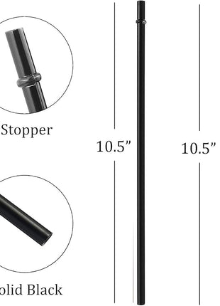 ALINK 12-Pack Reusable Black Straws, 10.5" Long Hard Plastic Tumbler Replacement Straws for 16 OZ 20 OZ 30 OZ Stanley, YETI, Mason Jar, Starbucks Tumblers, Set of 10 with Cleaning Brush