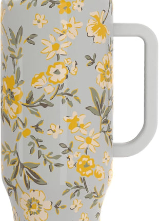 Coldest Tumbler with Handle and Straw - 100% Leak Proof Insulated Tumbler with Lid and Straw (3 Lids) - Stainless Steel Tumblers for Women & Men - Cup Holder Friendly Base, 46 oz (Summer Dress)