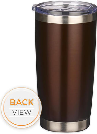 Christian Art Gifts Stainless Steel Double Wall Vacuum Insulated Tumbler 18 oz Brown Travel Mug with Retractable Lid for Women & Men Inspirational Bible Verse - Stand Firm -1 Corinthians 16:13