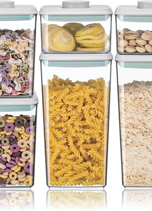 Ankou Airtight Food Storage Container Sets with Lids 6Pcs Pop Containers for Kitchen Pantry Organization BPA-Free Stackable Kitchen Storage Containers for Cereal Flour Sugar (0.5, 1.2, 1.8qt)*2