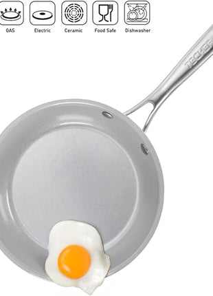 TECHEF - CeraTerra - 8 inch Ceramic Frying Pan – PFAS, PTFE & PFOA-Free, Toxin-Free Ceramic Coating, Induction-Ready, Oven & Dishwasher Safe, Ceramic Nonstick Frying Pan Made in Korea