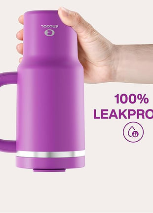 32 oz Tumbler with Handle and Straw: Stainless Steel Insulated Tumbler Keeps Cold for 24 Hours, Leakproof Travel Cup Fits in Cup Holder and BPA-Free,Bright Magenta