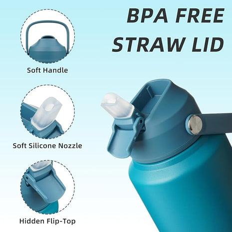 BJPKPK Insulated Water Bottle with Straw Lid, 40oz Large Thermo, BPA Free Leak Proof Stainless Steel Metal Water Bottles, Tumblers, Cups, Flasks for Travel, Sports,Vast