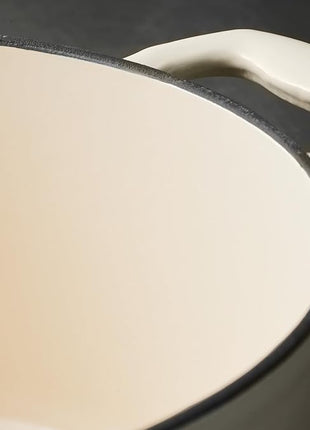 Tramontina Bestow Enameled Cast Iron Dutch Oven Pot with Lid, Round 6.5-quart, Latte (Gold Knob)