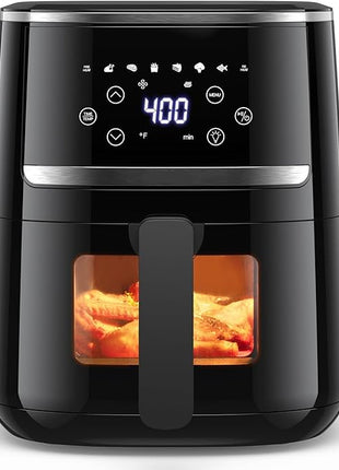 5QT Air Fryer with Touchscreen & View Window - 8-In-1 Digital Airfryer, Oil-Free Cooking, Timer Control, Compact Air Fryer for Home/Kitchen/Dorm Use