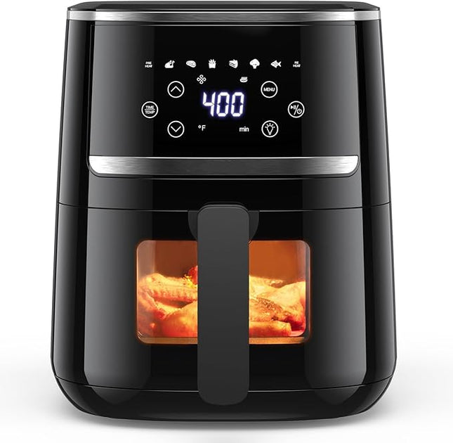 5QT Air Fryer with Touchscreen & View Window - 8-In-1 Digital Airfryer, Oil-Free Cooking, Timer Control, Compact Air Fryer for Home/Kitchen/Dorm Use