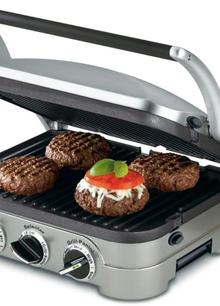 Cuisinart Griddler Indoor Grill, Panini Press, Sandwich Maker & More, 5-in-1 Grilling, Dishwasher-Safe Nonstick Cooking Plates, GR-4NP1, Stainless Steel
