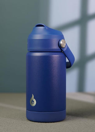 BJPKPK Insulated Water Bottle with Straw Lid, 12oz Thermo Water Bottles, Flex Handle & Non-slip Boot, BPA Free Leak Proof Stainless Steel Metal Thermo, Tumblers, Cups,Klein Blue