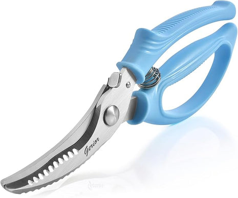 Heavy Duty Poultry Shears - Kitchen Scissors for Cutting Chicken, Poultry, Game, Meat - Chopping Vegetable - Spring Loaded - Blue