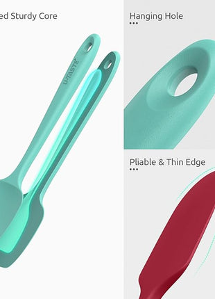 High Heat Resistant Silicone Spatula: U-Taste 600ºF Hot-Proof Food Grade Rubber Kitchen Baking Scraper, Flexible and Sturdy Cooking Utensil for Mixing Scraping in NonStick Cookware (4PCS, Multicolors)