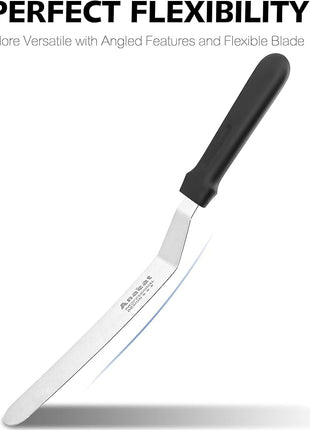 Anaeat Icing Spatula, Professional Cake Angled Offset Spatula with 8" Stainless Steel Blade - Thickened Frosting Knife with Durable Plastic Handle for Cake Decorating, Pastry & Baking