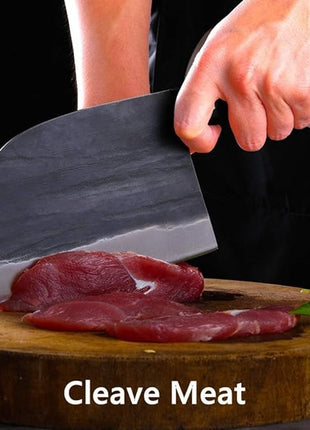 Forging Serbian Chef Knife Kitchen Chef Knives Full Tang High Carbon Clad Steel Almasi Butcher Cleaver with Leather Sheath Thanksgiving Christmas Gifts for Men Women (B-Almasi Knife)