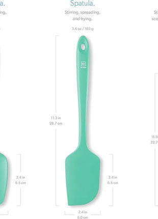 DI ORO Silicone Spatula Set - Rubber Kitchen Spatulas for Baking, Cooking, & Mixing - 600°F Heat-Resistant & BPA Free Silicone Scraper Spatulas for Nonstick Cookware - Dishwasher Safe (3pc, Mint)