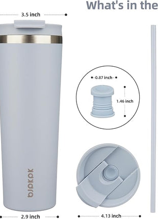 BJPKPK 30oz Stainless Steel Insulated Tumbler With lid And Straw Travel Coffee Thermal Tumblers Cup For Women And Men,Modern Blue