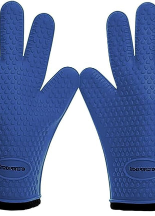 KITCHEN PERFECTION Silicone Smoker Oven Gloves -Extreme Heat Resistant Bbq Gloves -Handle Hot Food Right on Your Smoker Grill Fryer Pit|Waterproof Oven Mitts Grill Gloves |Superior Value Set+3 Bonuses