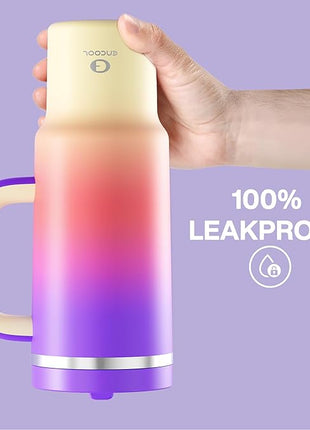 40 oz Tumbler with Handle and Straw: Stainless Steel Insulated Tumbler Keeps Cold for 24 Hours, Leakproof Travel Cup Fits in Cup Holder and BPA-Free, Peach Dream