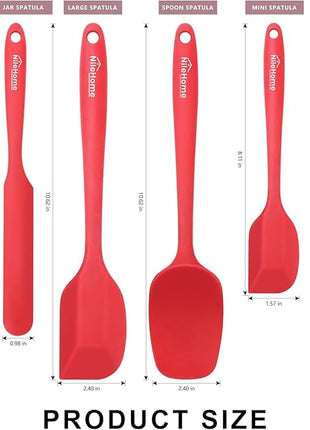 NileHome Silicone Spatula Set 6 Packs Food Grade Kitchen Utensils with Silicone Brush Heat Resistant BPA-free Rubber Spatula for Scraping, Baking, Cooking, Mixing, Red