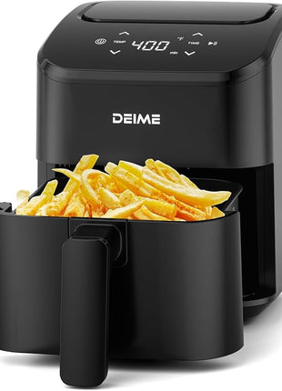 DEIME Air Fryer 3 Qt, Small Airfryer Digital Space Saving Compact, Bake, Reheat, Roasts for Quick Easy Meals, Mini Compact & Quiet, Nonstick & Dishwasher Safe Basket (Black)