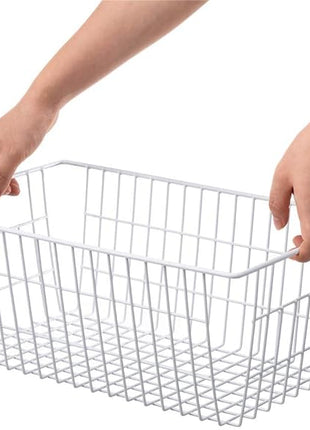 SANNO 14" Freezer Baskets Wire Storage Baskets for Organizing Pantry Organization Bins Cabinets - Metal Basket Kitchen, Laundry, Garage, Fridge, Bathroom Countertop Organizer